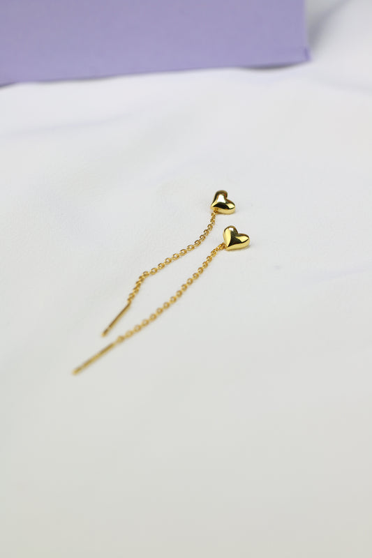 Orecchini Saliscendi Cuore placcato oro