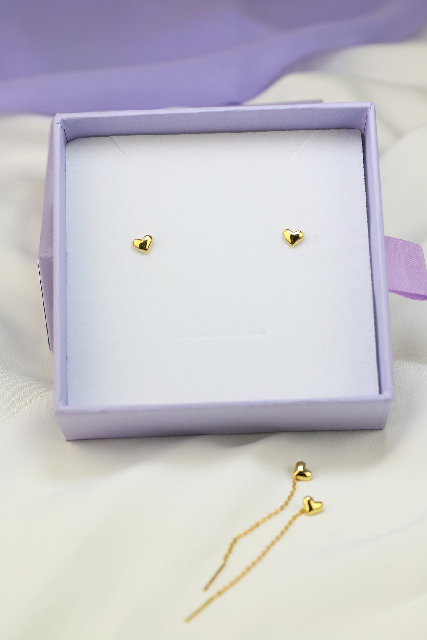 Orecchini Saliscendi Cuore placcato oro