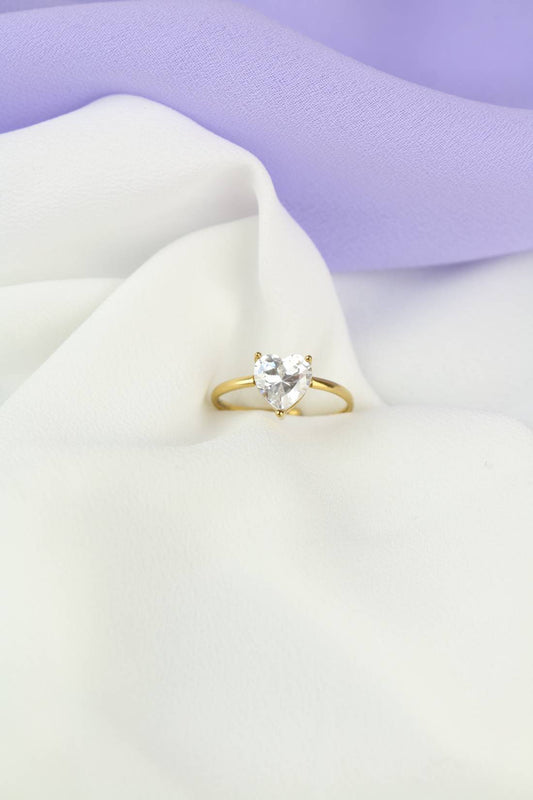 Anello solitario cuore